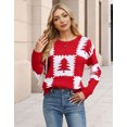 thumbnail image 2 of Sweaters for Women Color Block and Christmas Tree Printed Pullover Sweaters Crew Neck Warm Knit Sweater Shermie, 2 of 9