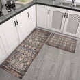 thumbnail image 3 of Kitchen Rugs and Mats Non Skid Washable Boho Brown Carpet Kitchen Mat and Rug Set,Floor Cushion Waterproof Rug,Rubber Backed Area Rugs for Kitchen Laundry, 3 of 7