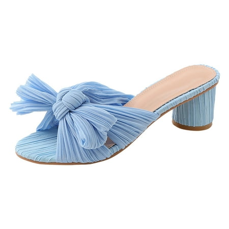 

ZHAGHMIN Cloud Slippers For Women Women S Summer Thick Heel Satin Bow Round Head Strapless Sandals Womens Shower Sandals Size 9 Comfort Sandals For Women With Memory Foam Women Size 12 Sandals Plaid