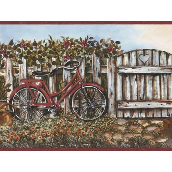 879252 Garden Fence Bicycle Wallpaper Border 238b53212