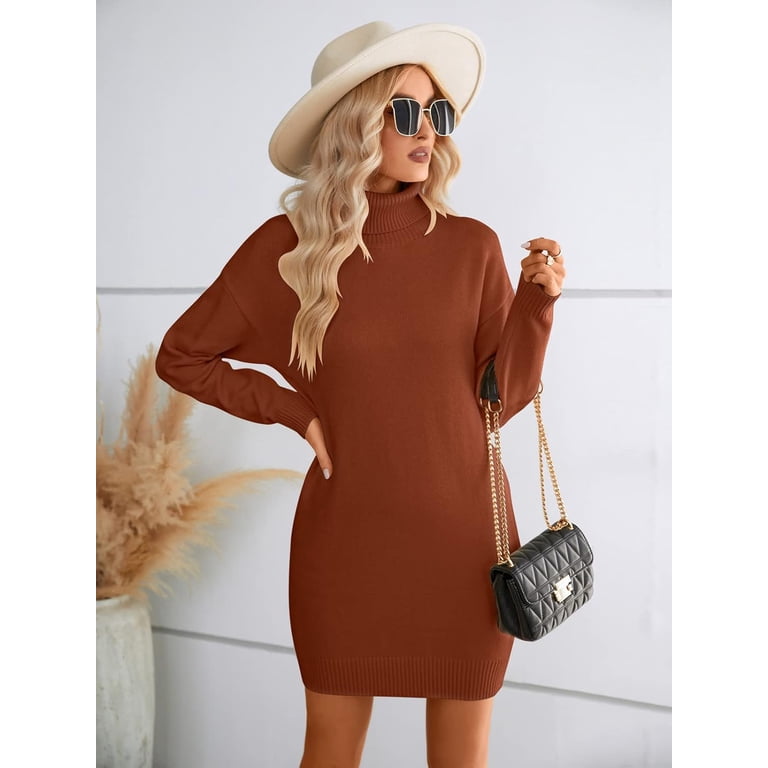 turtleneck dress oversized Oversized Turtleneck Mini Sweater Dress