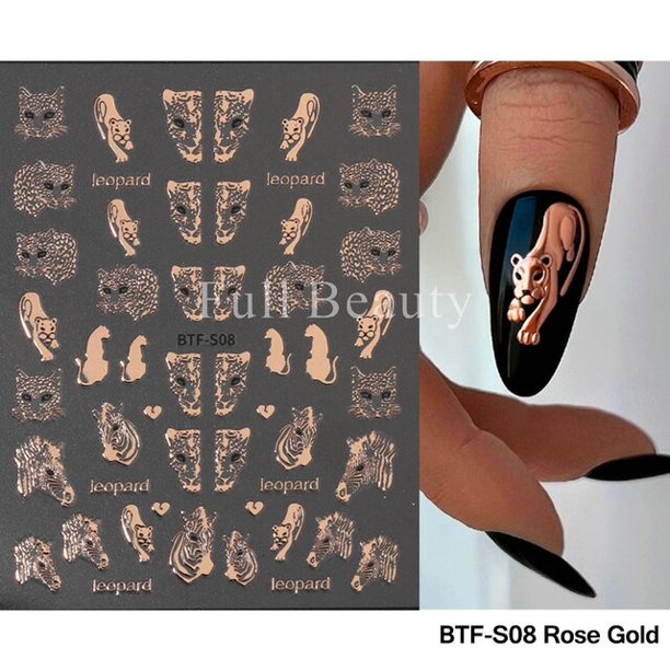 Pegatinas de corazón 3D para uñas, decoración del Día de San Valentín, estrellas bronceadoras doradas, Luna, deslizadores de uñas, calcomanías de mariposa para manicura, NTBTF-S Dengxun unisex