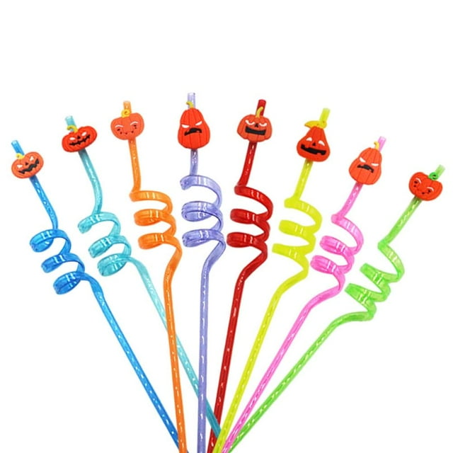Pajitas para beber de Halloween, 8 pajitas para beber de Halloween, pajitas de calabaza, recuerdos para fiestas de Halloween, diseño de última generación