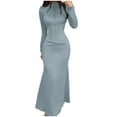 thumbnail image 6 of Wancir Women's Mock Neck Satin Dress Elegant Long Sleeve Elastic High Waist Formal Wedding Cocktail Party Maxi Dresses, 6 of 6