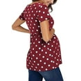thumbnail image 3 of QELUSQELUS Women Pregnant Short Sleeve Round Neck Pleated Polka Dot Outwear Maternity Top, 3 of 3