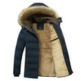 thumbnail image 2 of AnuYalue Big and Tall Puffer Jacket Mens Faux Fur Hood Plush Windproof Coat Zip up Long Sleeve Down Jacket Winter Warm Padded Coat, 2 of 4