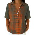 thumbnail image 2 of Favoffer Women's Casual Shirts V-Neck Button Snap Turndown Collar Printed Bamboo Linen Top for Streetwear Daily Vacation Travel, 2 of 7