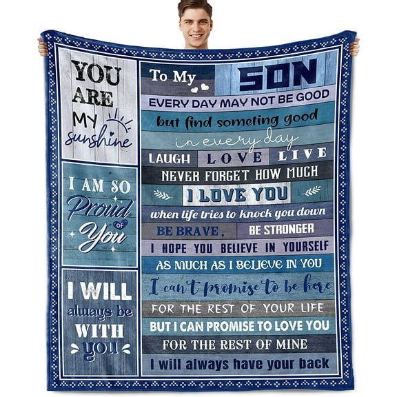Gifts for Son from Mom Son Gifts from Mom to My Son Fathers Day Blanket Birthday Gifts for Son Graduation Gifts Throw Blanket 60x50 Inch