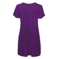 thumbnail image 2 of Made By Johnny MBJ WT1057 Womens V Neck Short Sleeve Pleats Tunic Top S Dark_Purple, 2 of 3