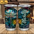 thumbnail image 2 of Personalized Gifts For Dragonfly Lover - Birthday Christmas - Dragonfly Prints Custom Name Stainless Steel Tumbler 20oz With Straw Lid - Dragonfly Gifts For Women Her Girl Daughter Friend, 2 of 5