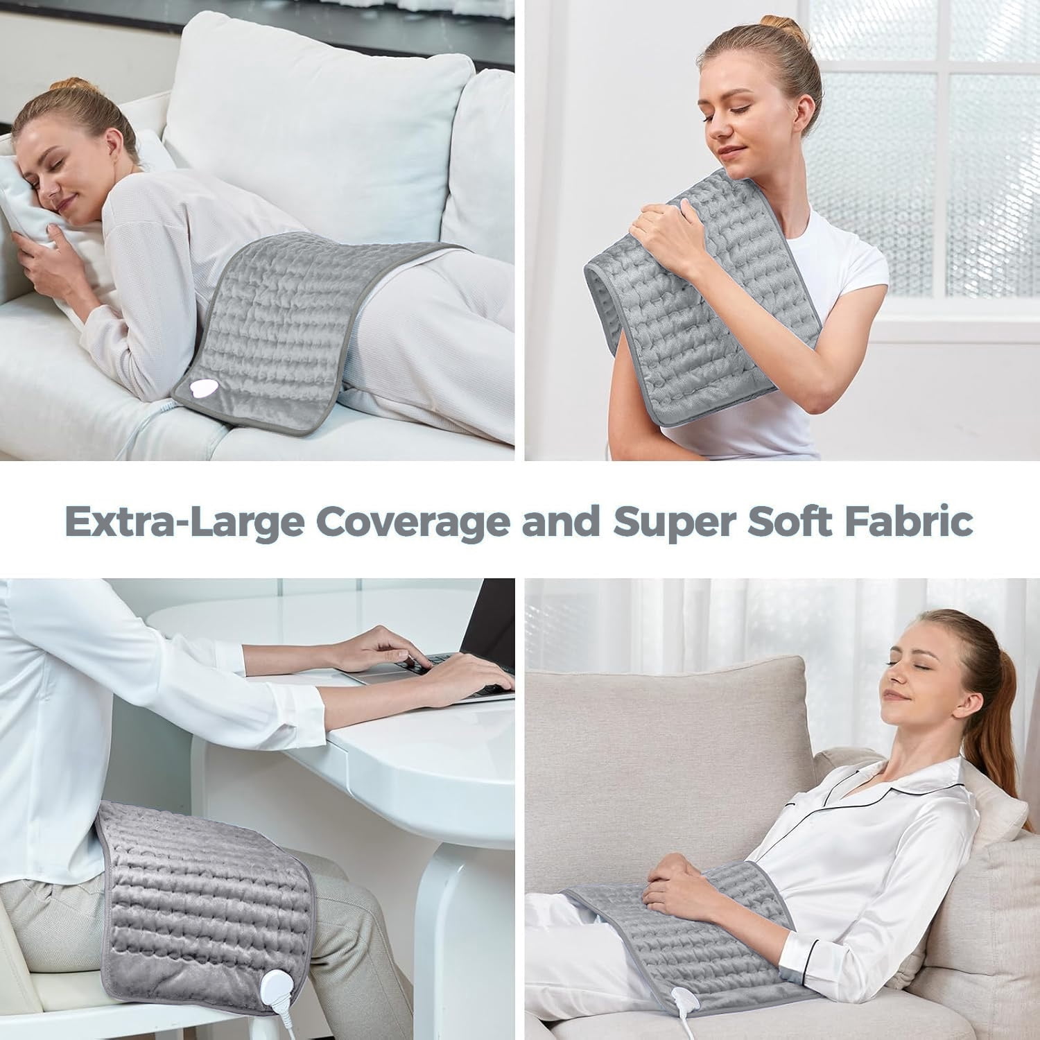 Electric Heating Pad for Back Pain & Cramps Relief, Electric Throw, Auto Shut Off, Machine Washable, Moist Heat Pad for Neck & Shoulder - Valentines Day Gifts for Her 33×17"