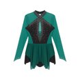 thumbnail image 5 of iiniim Women's Figure Ice Skating Dress Shiny Rhinestones Ballet Roller Skating Lyrical Dancewear Dark Green S, 5 of 7