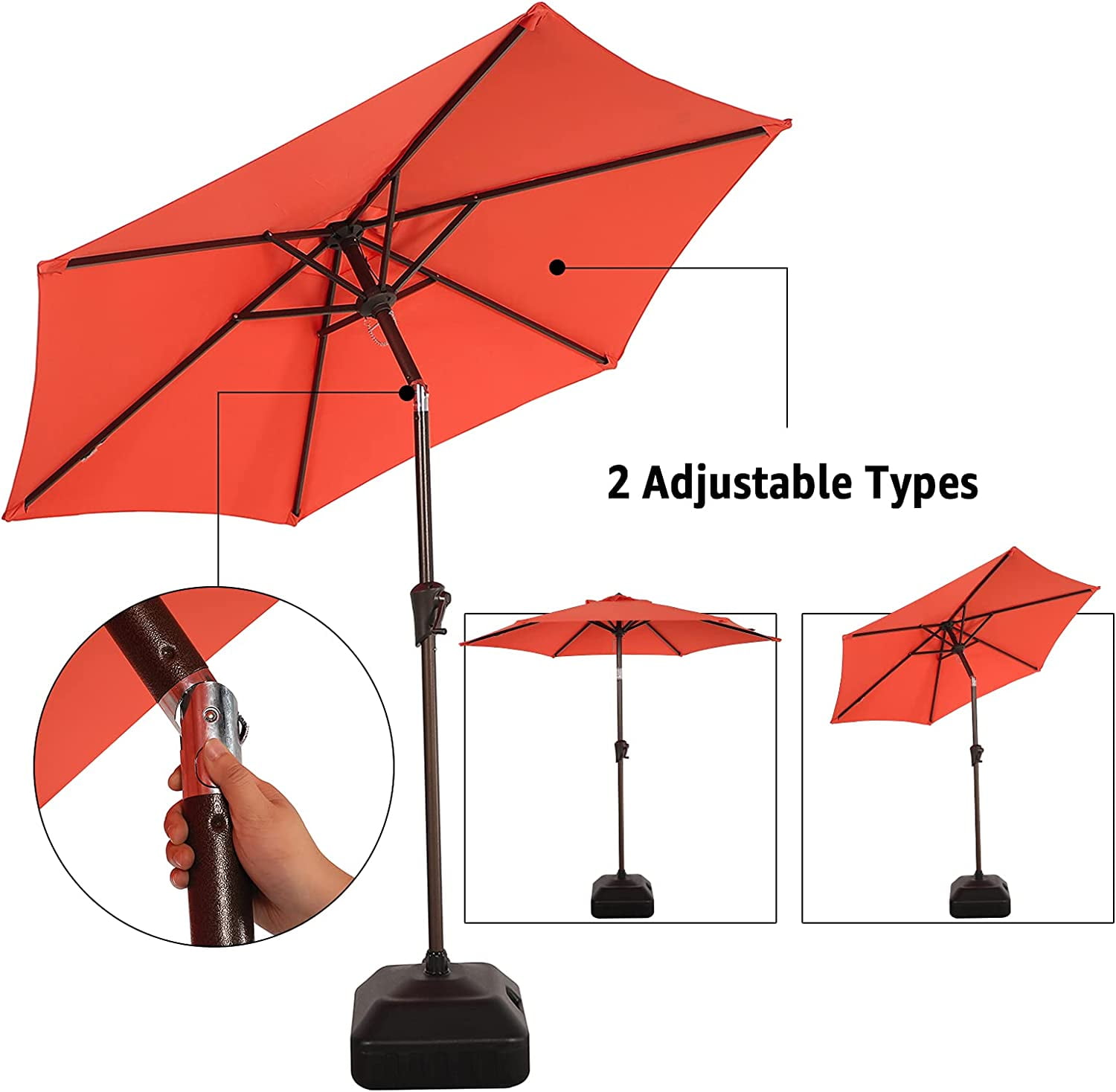 Mydepot 7.5ft Patio Umbrella, Outdoor Table Market Umbrella, Push