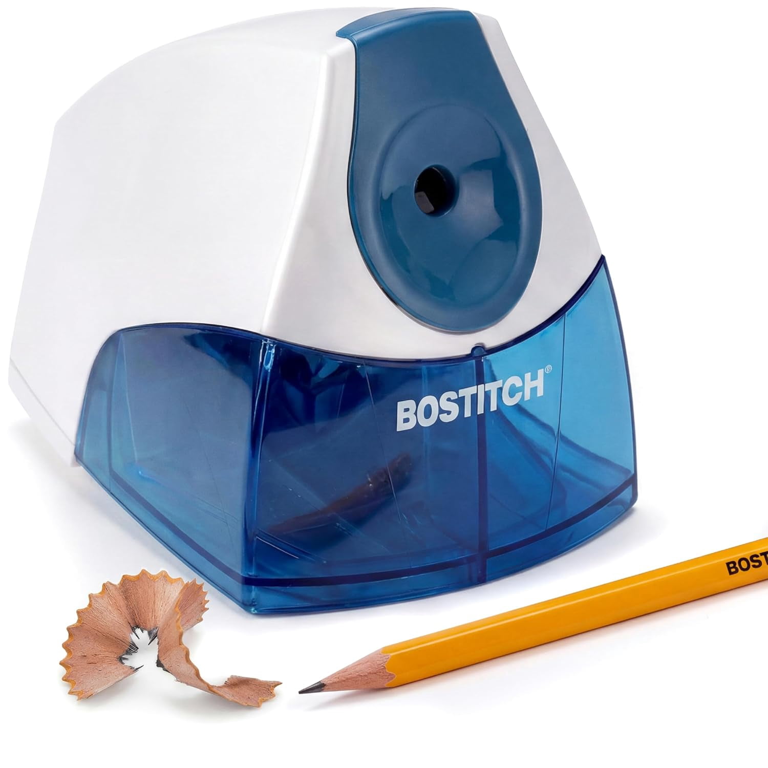 Office Electric Pencil Sharpener for Classroom & Desk Use, Heavy-Duty Stall-Free Motor, High-Capacity Shavings Tray, Dark Blue