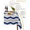 thumbnail image 2 of Navy Blue Grey White Table Cloth, Abstract Geometric Ocean Wave Stripe Waterproof Tablecloth for Rectangle Tables, Reusable Washable Fabric Table Cover for Restaurant Kitchen Dining Tables 60"x102", 2 of 6
