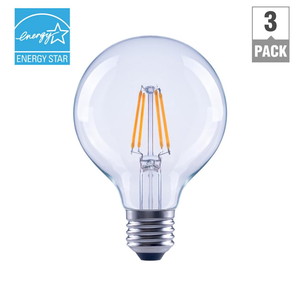 EcoSmart 40-Watt Equivalent G25 Dimmable Energy Star Clear Filament Vintage Style LED Light Bulb Daylight (3-Pack)