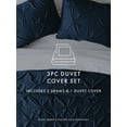 thumbnail image 5 of Comfort Canopy - 3 Piece Navy Pinch Pleated Duvet Cover Set with Shams for King Size Bedding, 5 of 10
