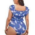 thumbnail image 6 of Plus Size Swimsuit For Women'S Printed Ruffle Two Pieces Swimsuit Bathing Suit Plus Size Swimmwear Women'S Bikini Swimsuits Polyester Blue 4Xl, 6 of 6