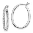 thumbnail image 1 of Real 14kt White Gold Diamond In/Out Hoop Earrings; for Adults and Teens; for Women and Men, 1 of 2