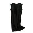 thumbnail image 2 of QUINDOS Plus Size Pajamas for Women One Piece Mid Length Nightgowns for Women Padded Short Sleeve Sleep Dress Casual Crew Neck Solid Loose Homewear Night Dress, 2 of 6