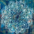 thumbnail image 2 of Danhui, Nai 26x26 Black Ornate Wood Framed with Double Matting Museum Art Print Titled - Mandala in Blue II, 2 of 4
