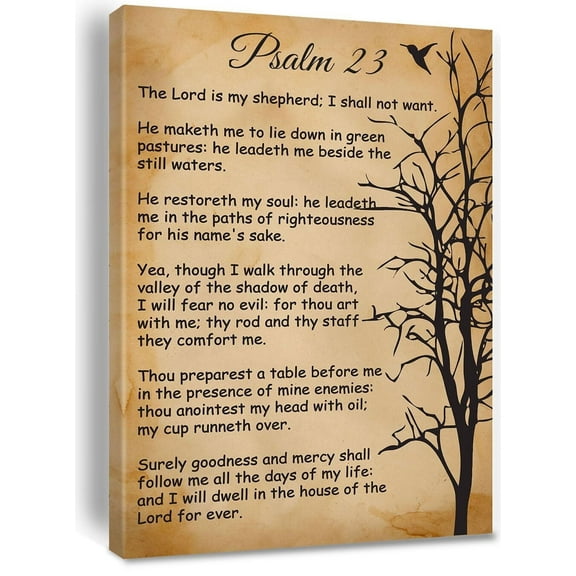 Christian Wall Art poster  Psalm 23 the Lord is My Shepherd Canvas Print Positive Scripture Canvas Painting Home Bedroom Wall Decor Baptism Gift poster