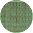 thumbnail image 1 of Ahgly Company Machine Washable Indoor Round Abstract Turquoise Blue Modern Area Rugs, 5' Round, 1 of 4
