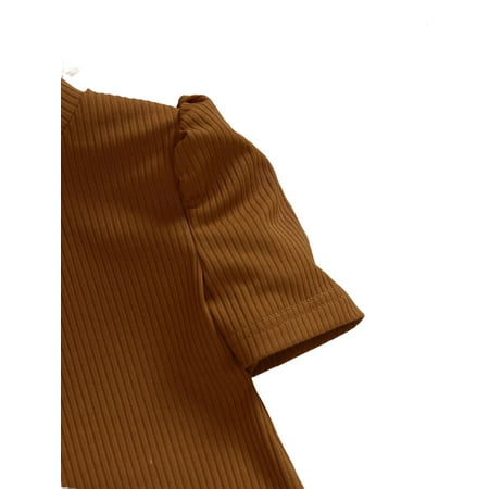 

Casual Plain Stand Collar Fitted Short Sleeve Brown Toddler Girls Dresses (Girl s)