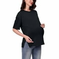 thumbnail image 6 of Edvintorg Maternity Shirts Fahion Solid Color Round Neck Short Sleeve Casual Nursing Shirts for Breastfeeding Summer Pregnancy Shirts with Zipper, 6 of 7