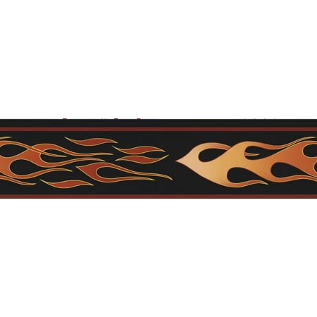 Flame Prepasted Wall Border - Black/Orange