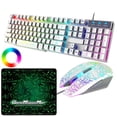 thumbnail image 1 of Youkk RGB Gaming Keyboard and Mouse USB Wired LED Backlight Gaming Mouse Keyboard and Mouse Pad for Laptop PC Computer Gaming and Work White, 1 of 6