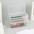 thumbnail image 4 of Extra Large Clear Stackable Plastic Pencil Box - Translucent Stationery Organizer for Gel Pens Crayons Markers Erasers, Art Supply Storage Box for Home Office Drawing & Craft Use, 8*4*2in, Clear, 4 of 7