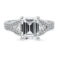 thumbnail image 2 of BERRICLE Sterling Silver 3-Stone Wedding Engagement Rings 2.6 Carat Emerald Cut Cubic Zirconia CZ Anniversary Split Shank Ring for Women, Rhodium Plated Size 6, 2 of 9