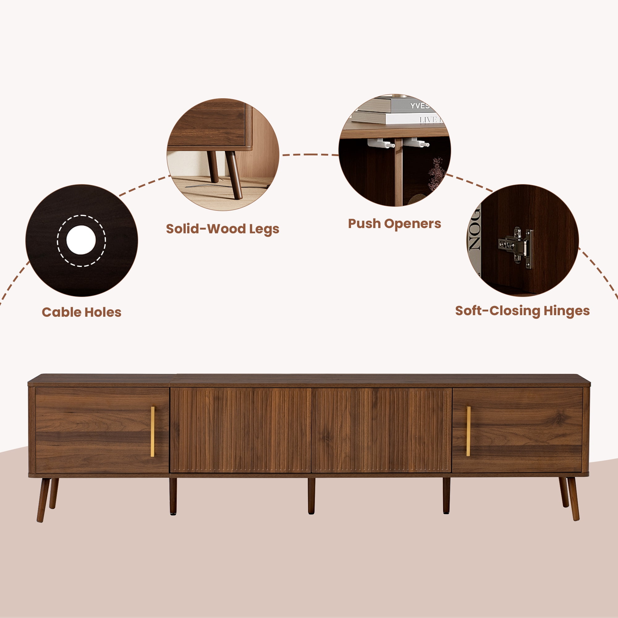 Homy Casa TV Stand Console Table, Modern Media Center with Storage for Living Room