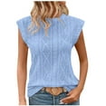 thumbnail image 2 of Tank Tops for Women Round Neck Cap Sleeve Solid Color Loose T-Shirt Sky Blue 2XL, 2 of 6