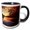 Black/White, variant on 3drose, Colorful Autumnal Forest Landscape Photography with Sundown Reflection, 15oz Two-tone Red Mug