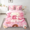thumbnail image 2 of Homewish Cute Axolotl Salamander 7 Pieces Bedding Comforter Set,Sweet Dessert Doughnut Full Bedding Set,Pink Ocean Animal Fitted Sheet Flat Sheet For Boys Girls,Super Cozy Room Decor Reversible, 2 of 8
