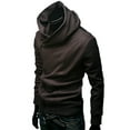thumbnail image 3 of SPRING PARK Men Winter Stylish Solid Color Long Sleeve High Neck Diagonal Zipper Cotton Sports Hoodie Casual Coat, 3 of 4