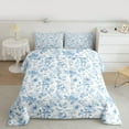 thumbnail image 2 of jejeloiu Retro Rustic Flower Queen Comforter Set,Natural Plant Bedding Sets,White Blue Bedding Comforter Set For Girls Kids,Super Cozy Room Decor Reversible,3 Pieces, 2 of 8