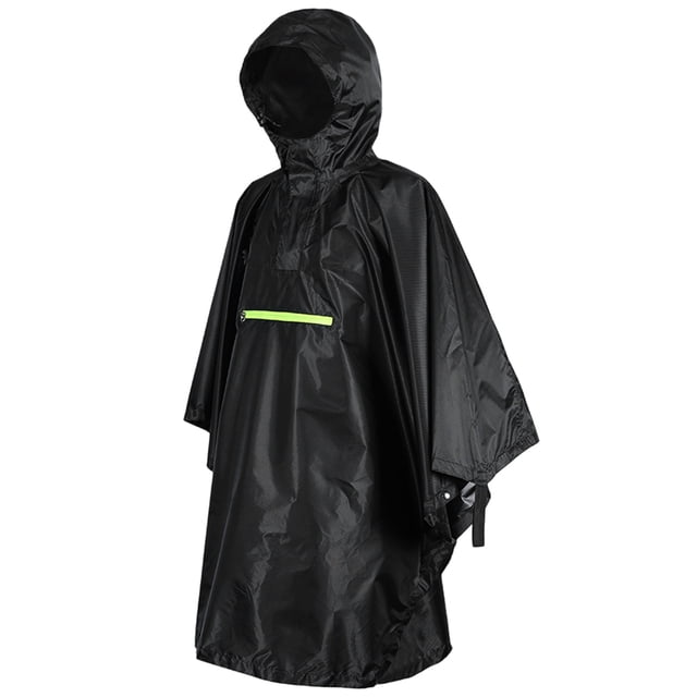M Buder Impermeable para Hombre y Mujer Poncho de Lluvia con Franja Reflectante Negro