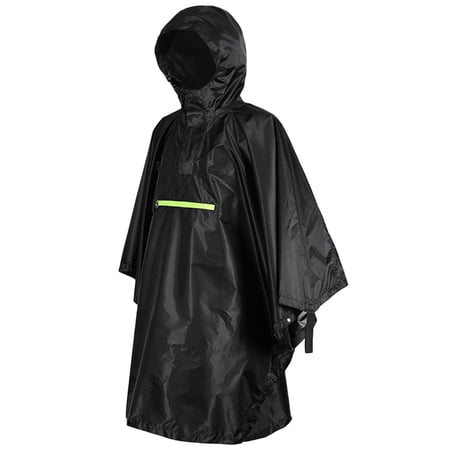 NFTIGB Waterproof Reflective Raincoat Hooded Poncho for Men and Women, Packable Black Rainwear
