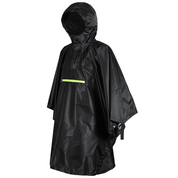 M Buder Impermeable para Hombre y Mujer Poncho de Lluvia con Franja Reflectante Negro