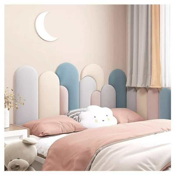 Peel And Stick Headboard, Anti-Collision Soft Wall Padding,Upholstered Wall Panels Self Adhesive Sponge Wall Sticker for Home Bedroom