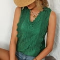 thumbnail image 5 of Jjayotai Lace Tank Tops for Women, Casual Crew Neck Sleeveless Blouse, Slim Fit Hollow Out Shirt, Womens Summer Outfits, Shirts for Women Green^ XXL, 5 of 5