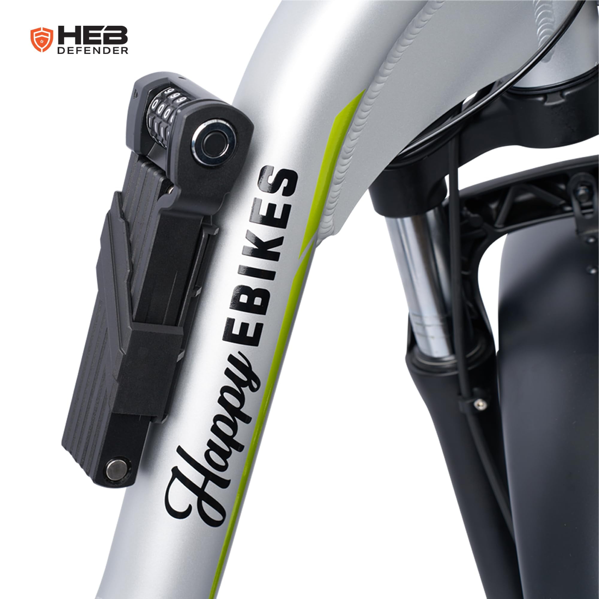 HEB Defender Folding Bike Lock - Heavy Duty Bike Lock - Anti-Theft-Foldable Bike Lock, Combination Bike Lock for Ebikes, MTB, Scooters, & Bicycles (33.5 inch Compact Combination Lock, 2, Count)