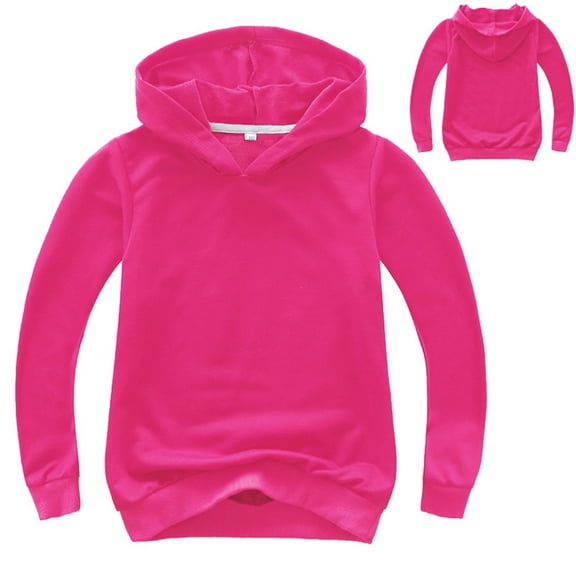 Virmaxy Toddler Sweatshirt Boys Girls Hooded Solid Colour Thick Jacket Winter Warm Simple Hooded Sweatshirt Jacket Hot Pink 8T