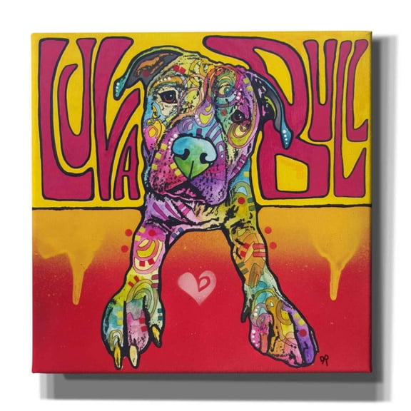 Epic Graffiti 'Luva Bull' by Dean Russo, Giclee Canvas Wall Art, 26"x26"
