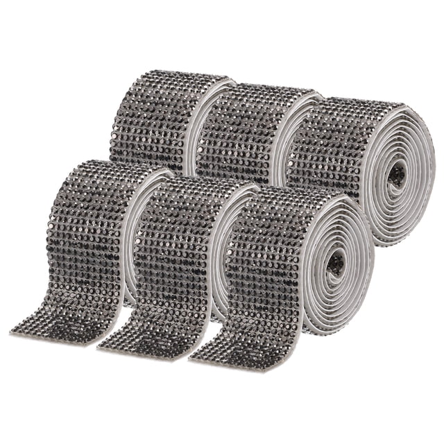 Uxcell 6 Rollos de Cinta de Rhinestone Autoadhesiva para Manualidades de DIY, Gris Mineral