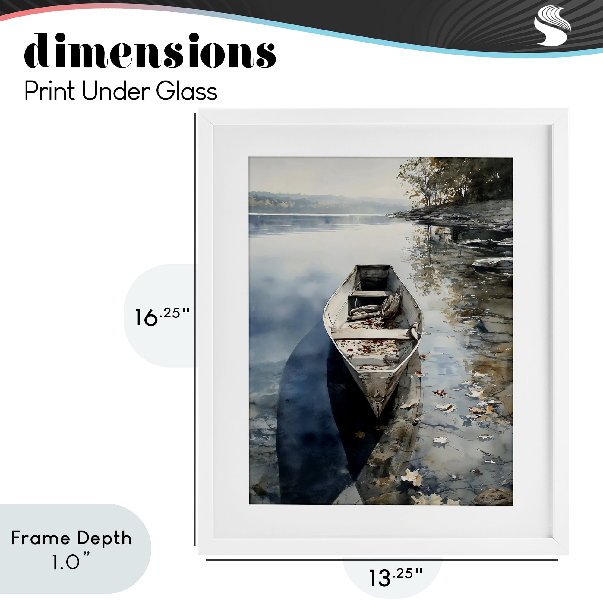 Stupell Industries Boat In The Fall Reflection White Framed Print Under Glass, design by Franklyn Gregory