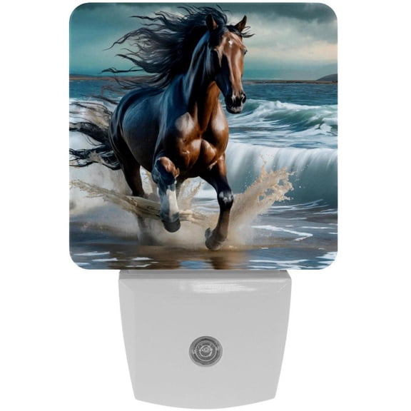 PhooArto Running Horse Plug in LED Night Light Auto Sensor Dusk to Dawn Decorative Night for Bedroom, Bathroom, Kitchen, Hallway, Stairs, Baby's Room, Energy Saving